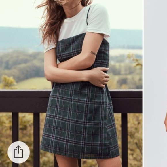 Urban Outfitters Dresses & Skirts - UO Straight Neck Green Plaid Mini Dress Sz.4